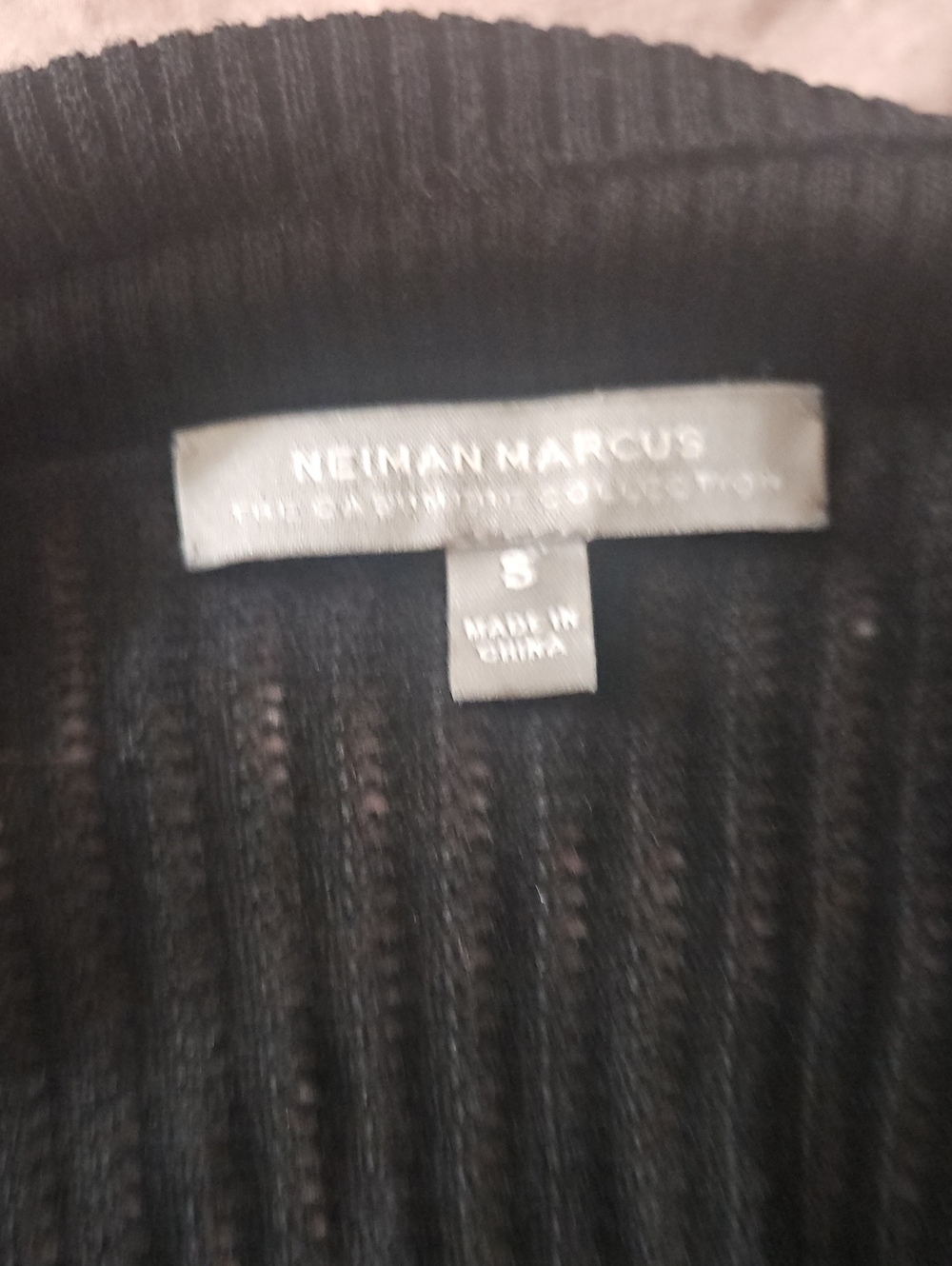 Neiman Marcus Black Ribbed Long Sweater
